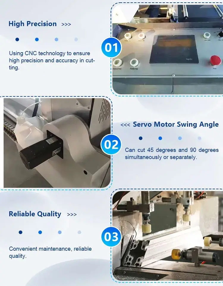Máy cắt nhôm và PVC chuyên dụng cho cửa sổ và cửa CNC cắt đôi miter, công nghệ cắt profil nhôm và PVC hình ảnh 13-description