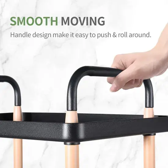 Tiêu đề mới: Xe đẩy di động 3 tầng Amazon cho bếp và lưu trữ trẻ em, màu đen, chất liệu nhựa ABS