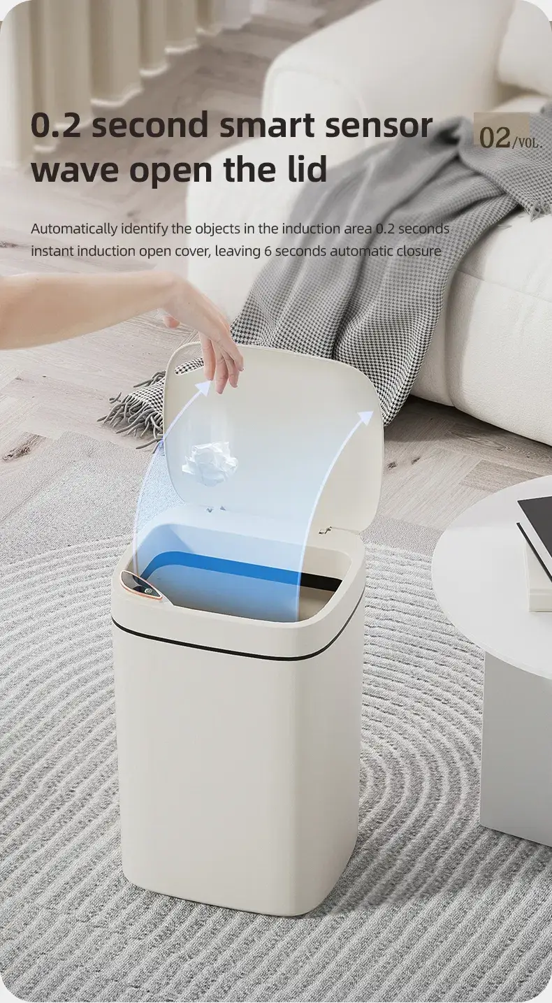 Thùng rác tự động không chạm cảm biến hồng ngoại cho vệ sinh phòng tắm hình ảnh 17-description