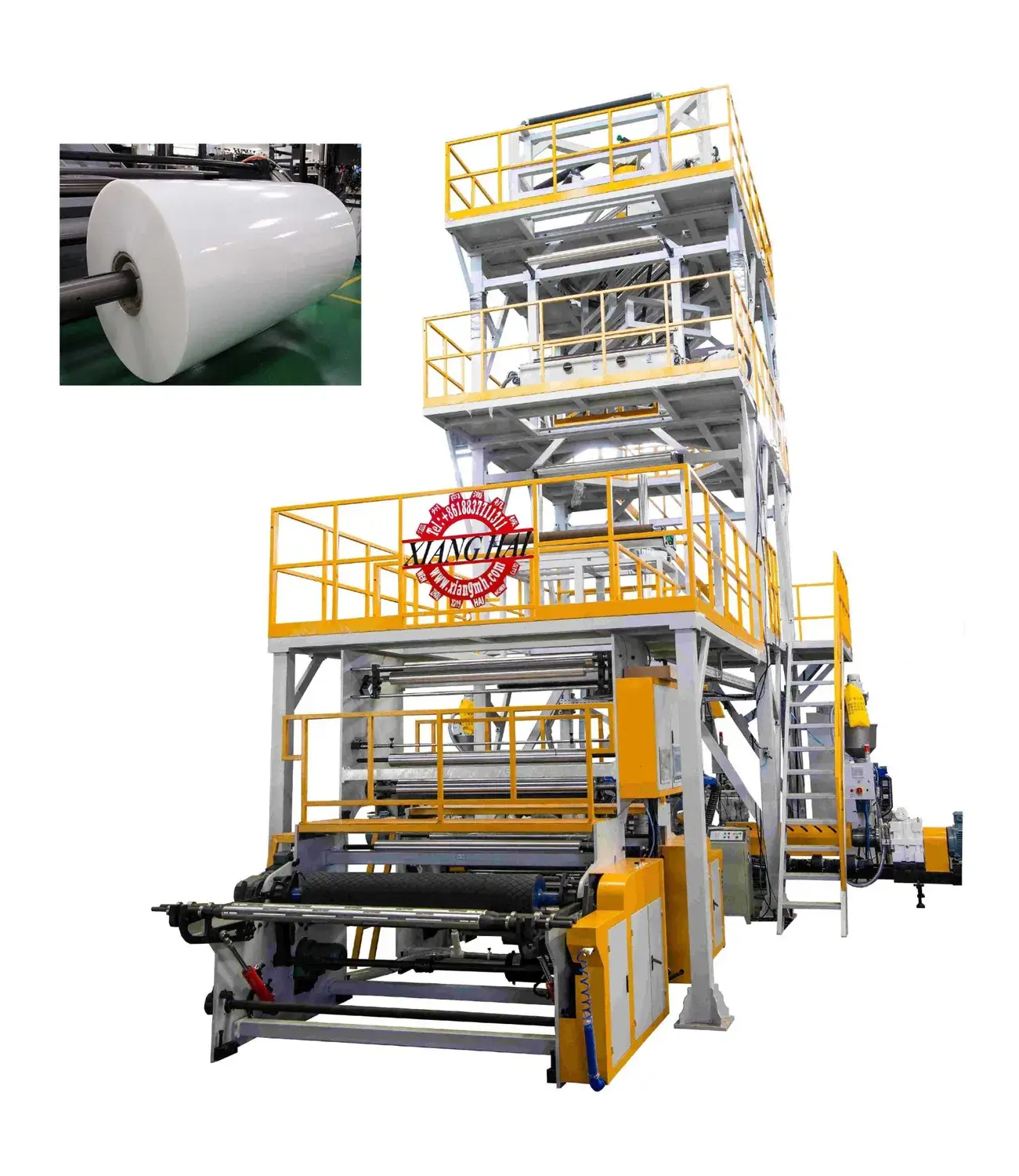 Dây chuyền tự động sản xuất phim bao bì nhựa ép đùn với máy nạp tự động 3 trong ngành công nghiệp sản xuất