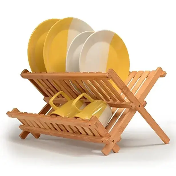 Giá để đĩa và bát từ tre gập lại, thích hợp cho không gian nhà hàng và quán cà phê hình ảnh 12-description