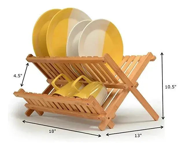 Giá để đĩa và bát từ tre gập lại, thích hợp cho không gian nhà hàng và quán cà phê hình ảnh 15-description