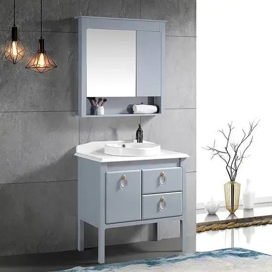 Tủ lavabo nhỏ gọn phòng tắm chậu rửa sứ hiện đại