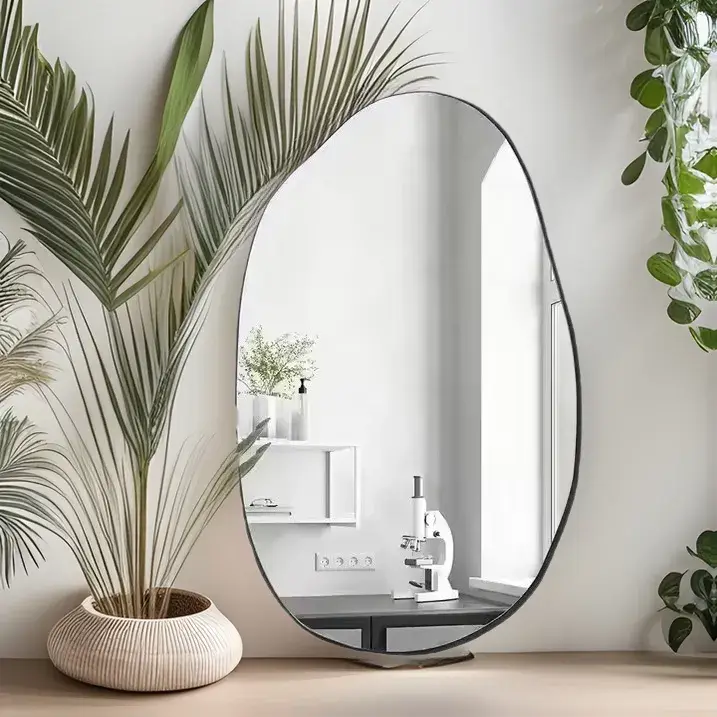 Gương phòng tắm treo tường với kiểu dáng hiện đại và độc đáo, làm từ chất liệu nhôm không rỉ hình ảnh 13-description