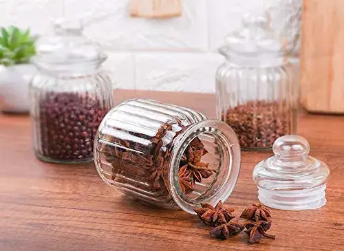 Bộ bình chứa thực phẩm với kiểu dáng đẹp, có chi tiết gai phù hợp cho thực phẩm, đồ ăn, đồ ngọt và gia vị