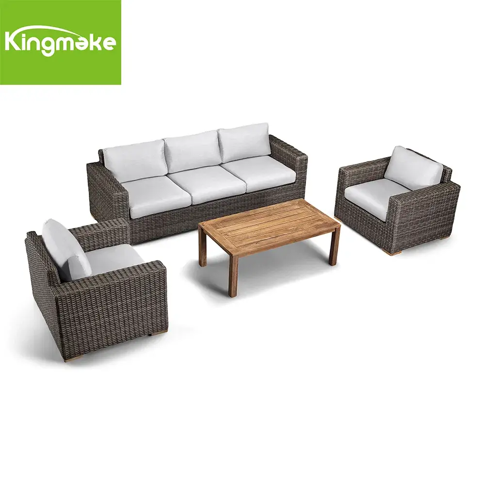 Bộ Ghế Sofa Ngoại Thất từ Rattan Dệt Tại Sân Vườn, Gồm 4 Món hình ảnh 14-description