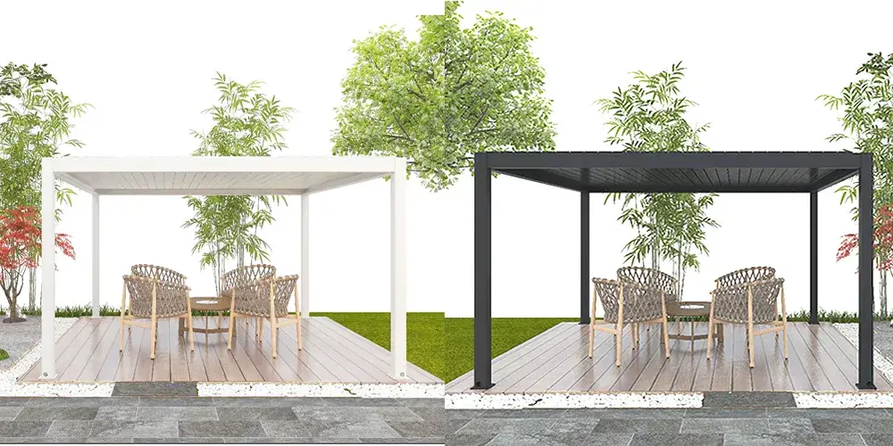 Mái hiên ngoại thất nhôm louver tự động tiết kiệm điện với đèn LED, tạo không gian sống ngoại thất cao cấp hình ảnh 20-description