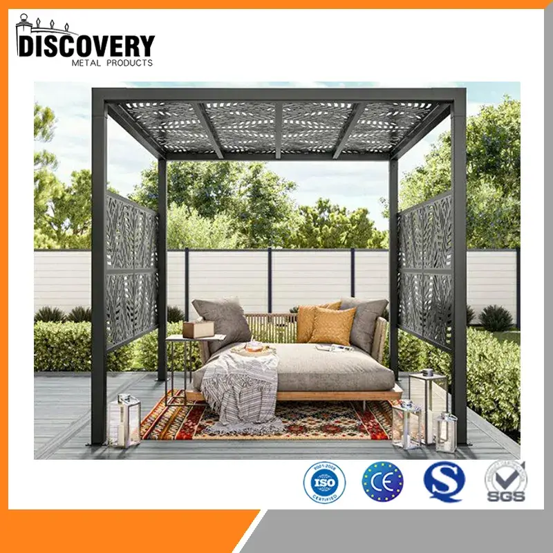 Mái hiên ngoại thất nhôm louver tự động tiết kiệm điện với đèn LED, tạo không gian sống ngoại thất cao cấp