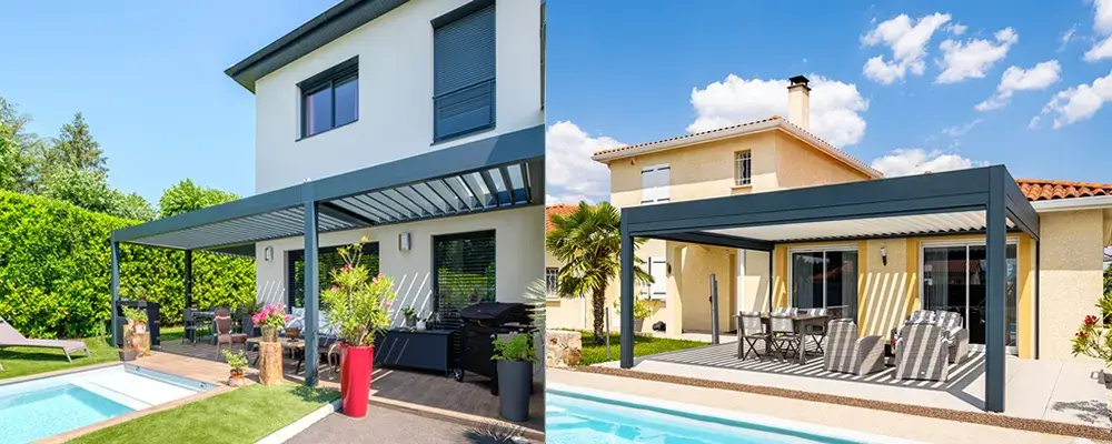 Mái hiên ngoại thất nhôm louver tự động tiết kiệm điện với đèn LED, tạo không gian sống ngoại thất cao cấp hình ảnh 18-description