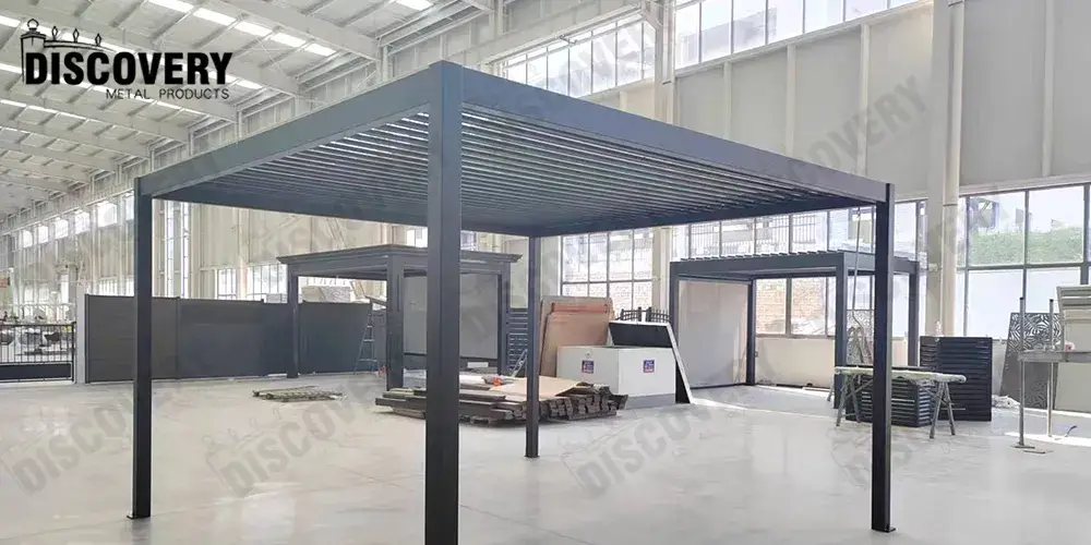 Mái hiên ngoại thất nhôm louver tự động tiết kiệm điện với đèn LED, tạo không gian sống ngoại thất cao cấp hình ảnh 12-description
