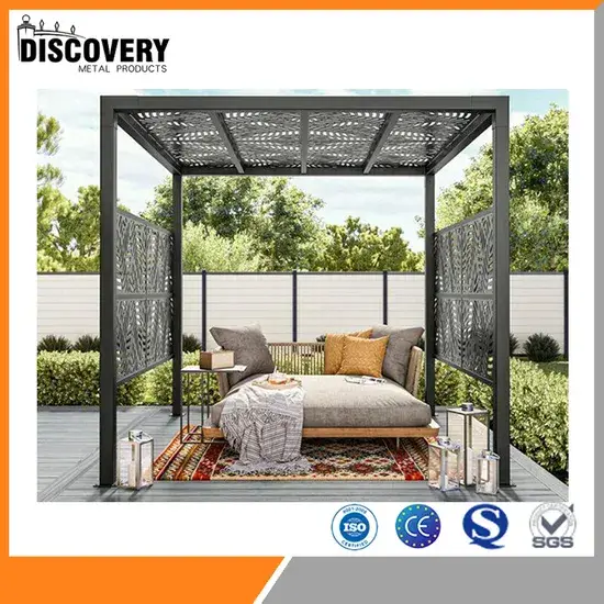 Mái hiên ngoại thất nhôm louver tự động tiết kiệm điện với đèn LED, tạo không gian sống ngoại thất cao cấp