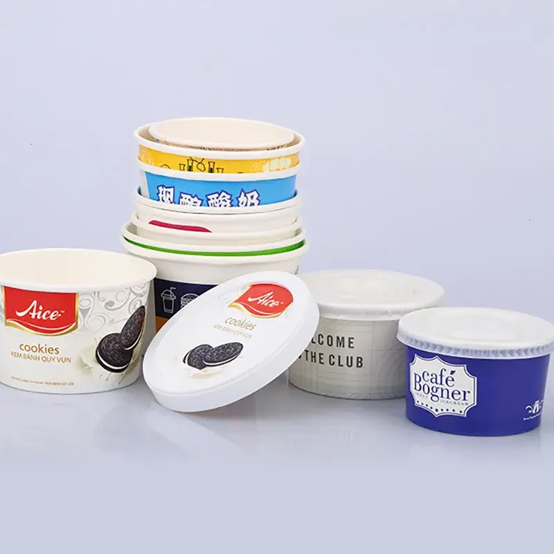 Cốc kem giấy thân thiện môi trường với nắp và thìa đi kèm hình ảnh 21-description