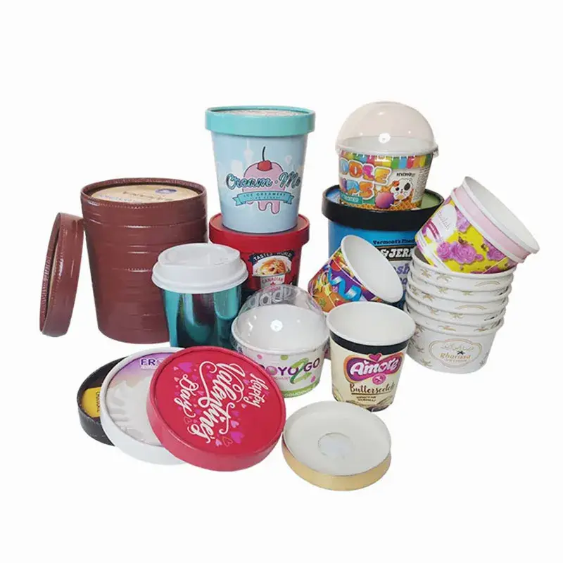 Cốc kem giấy thân thiện môi trường với nắp và thìa đi kèm hình ảnh 14-description