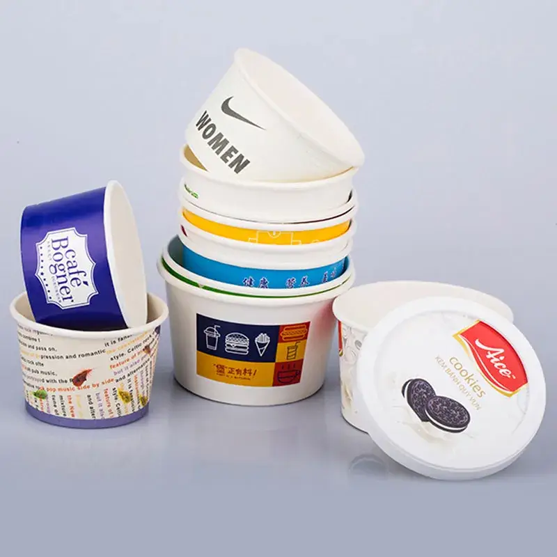 Cốc kem giấy thân thiện môi trường với nắp và thìa đi kèm hình ảnh 17-description