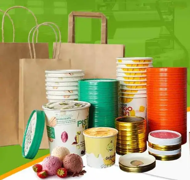 Cốc kem giấy thân thiện môi trường với nắp và thìa đi kèm hình ảnh 20-description