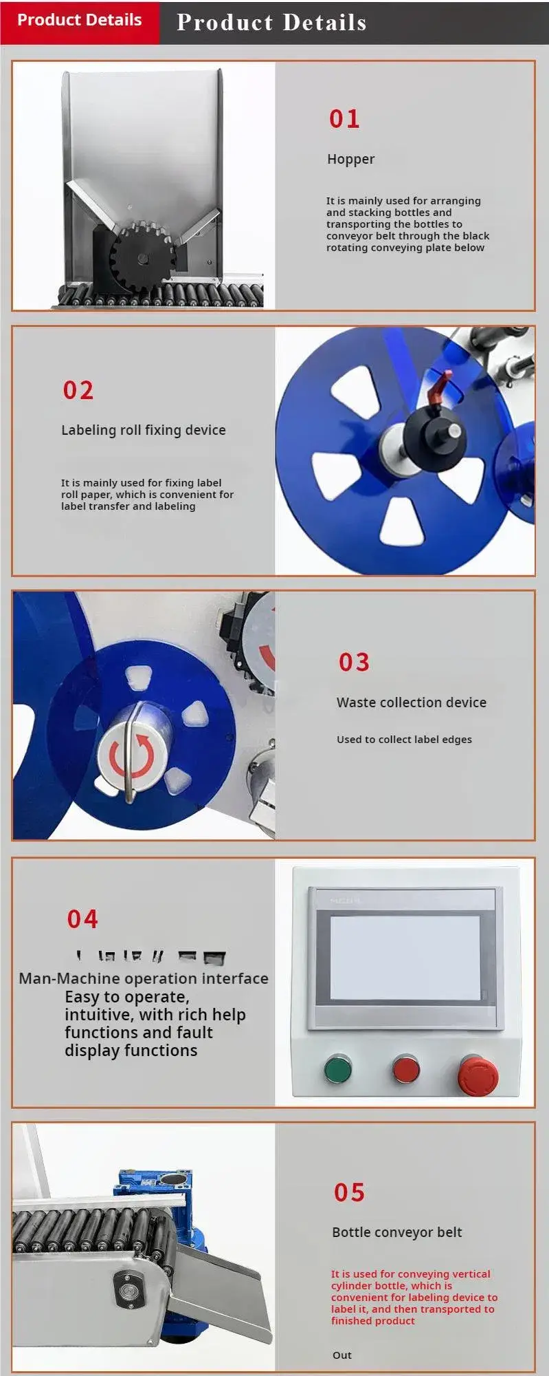 Máy dán nhãn chai nhỏ hiệu suất vượt trội cho sản phẩm đồ uống đóng chai hình ảnh 20-description