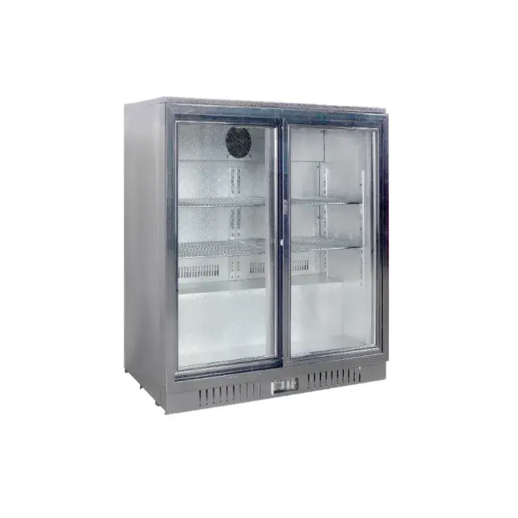 Bộ bình sữa làm mát thanh đen bằng thép không gỉ hai cửa thương mại với đèn LED hình ảnh 10-description