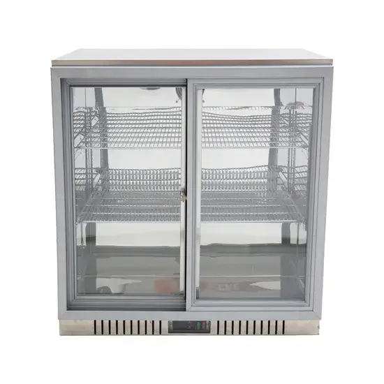 Bộ bình sữa làm mát thanh đen bằng thép không gỉ hai cửa thương mại với đèn LED hình ảnh 1-description