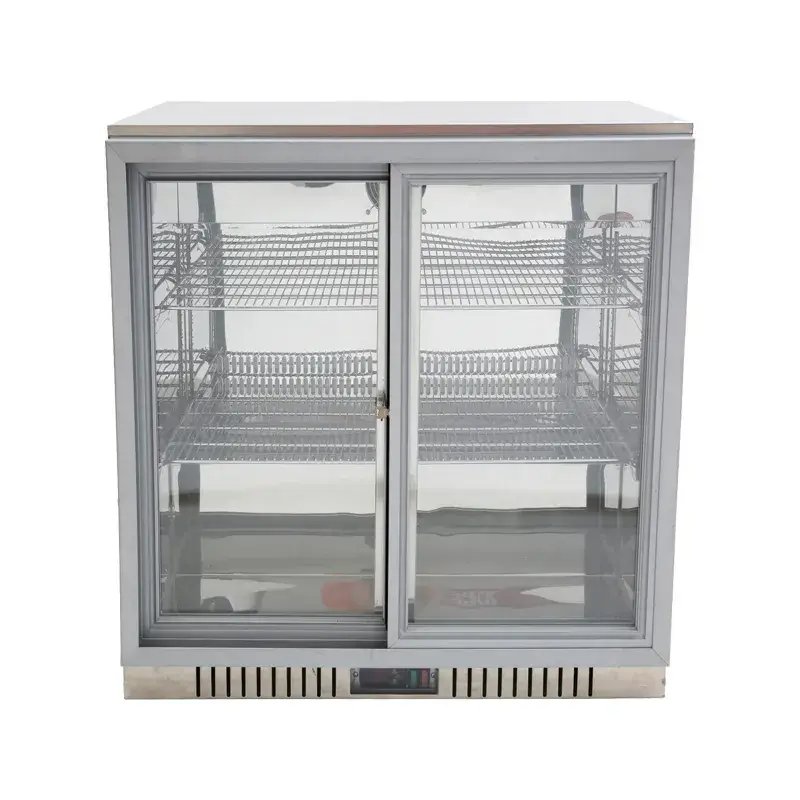 Bộ bình sữa làm mát thanh đen bằng thép không gỉ hai cửa thương mại với đèn LED
