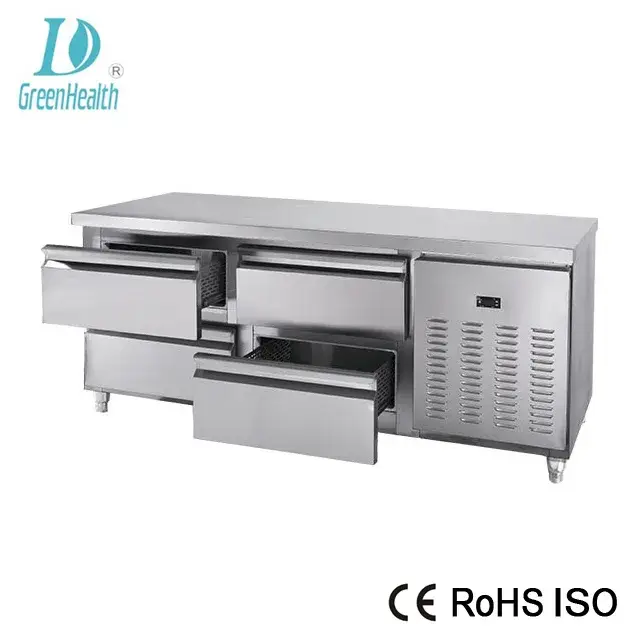 Bàn làm việc bếp bằng thép không gỉ với kệ ngăn kéo hình ảnh 12-description