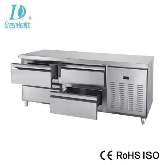 Bàn làm việc bếp bằng thép không gỉ với kệ ngăn kéo hình ảnh 1-description