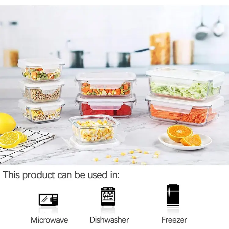 Bento Box thủy tinh Borosilicate cao cấp, có ngăn và kèm túi đựng, sử dụng được trong lò vi sóng