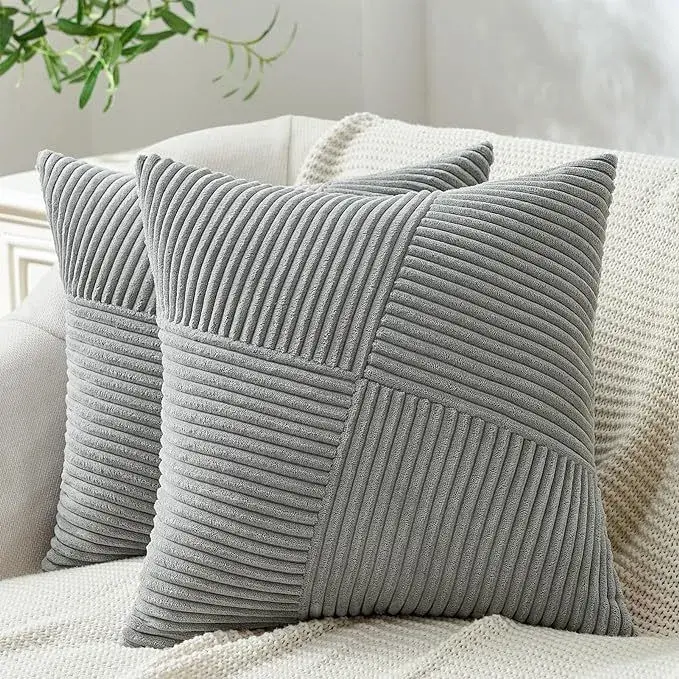 Gối đẹp hình chữ nhật sọc kem dành cho sofa, tạo cảm giác ấm áp trong mùa đông và vỏ gối mềm mại