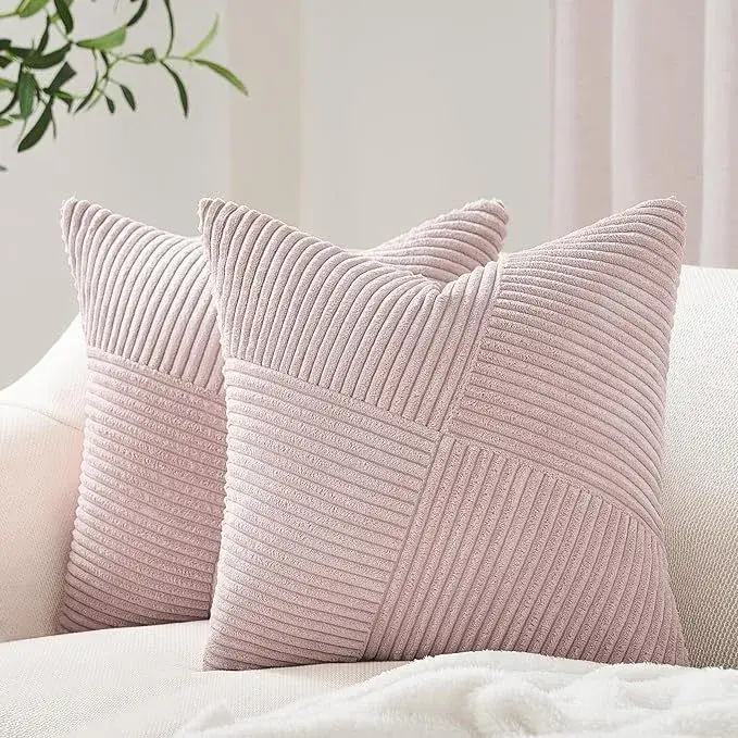 Gối đẹp hình chữ nhật sọc kem dành cho sofa, tạo cảm giác ấm áp trong mùa đông và vỏ gối mềm mại