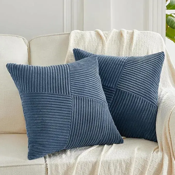 Gối đẹp hình chữ nhật sọc kem dành cho sofa, tạo cảm giác ấm áp trong mùa đông và vỏ gối mềm mại hình ảnh 16-description