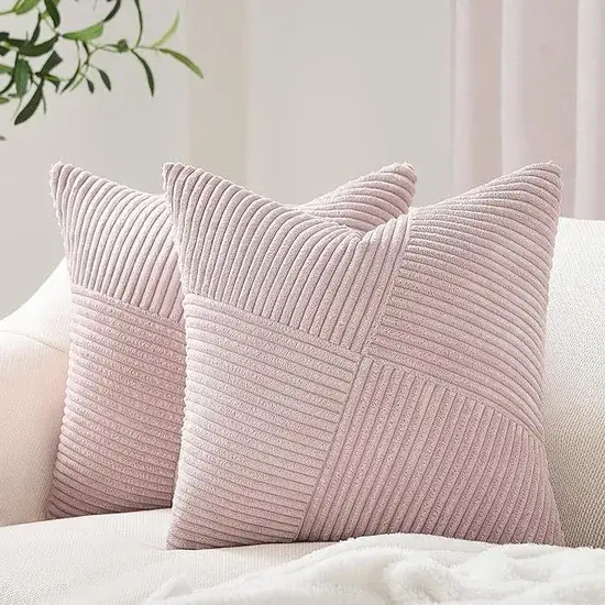 Gối đẹp hình chữ nhật sọc kem dành cho sofa, tạo cảm giác ấm áp trong mùa đông và vỏ gối mềm mại hình ảnh 1-description