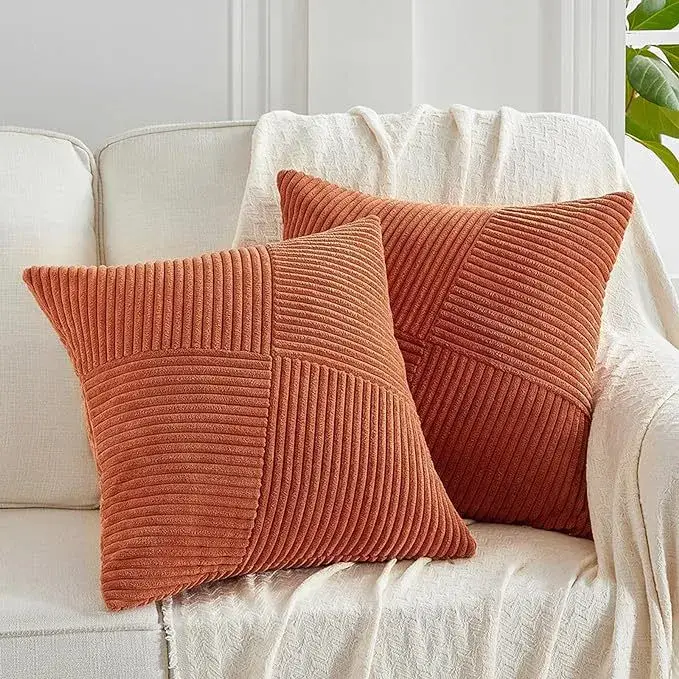 Gối đẹp hình chữ nhật sọc kem dành cho sofa, tạo cảm giác ấm áp trong mùa đông và vỏ gối mềm mại