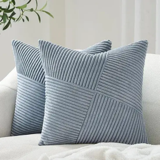 Gối đẹp hình chữ nhật sọc kem dành cho sofa, tạo cảm giác ấm áp trong mùa đông và vỏ gối mềm mại