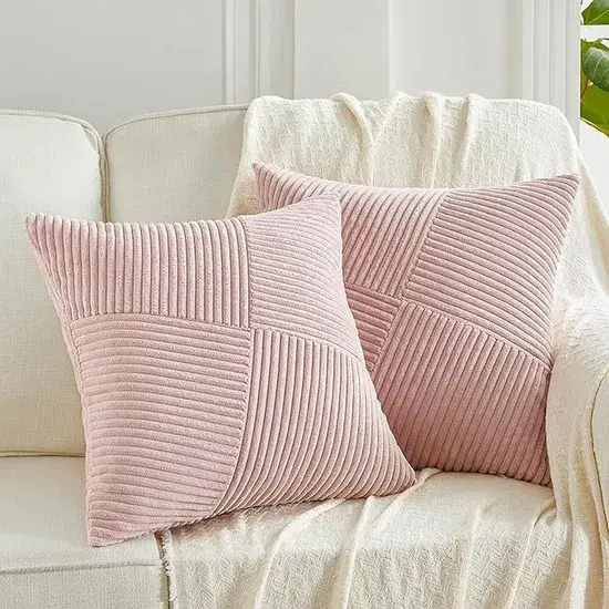 Gối đẹp hình chữ nhật sọc kem dành cho sofa, tạo cảm giác ấm áp trong mùa đông và vỏ gối mềm mại