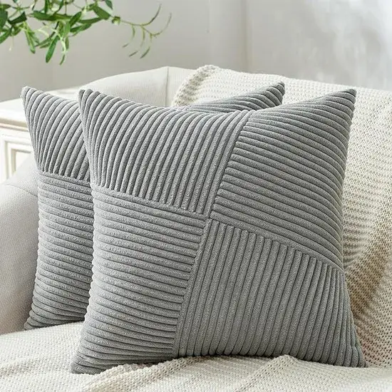 Gối đẹp hình chữ nhật sọc kem dành cho sofa, tạo cảm giác ấm áp trong mùa đông và vỏ gối mềm mại