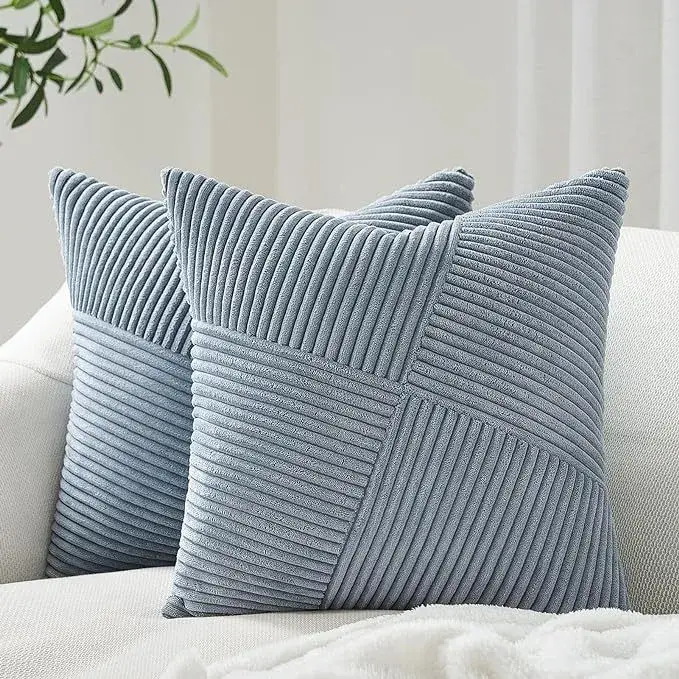 Gối đẹp hình chữ nhật sọc kem dành cho sofa, tạo cảm giác ấm áp trong mùa đông và vỏ gối mềm mại