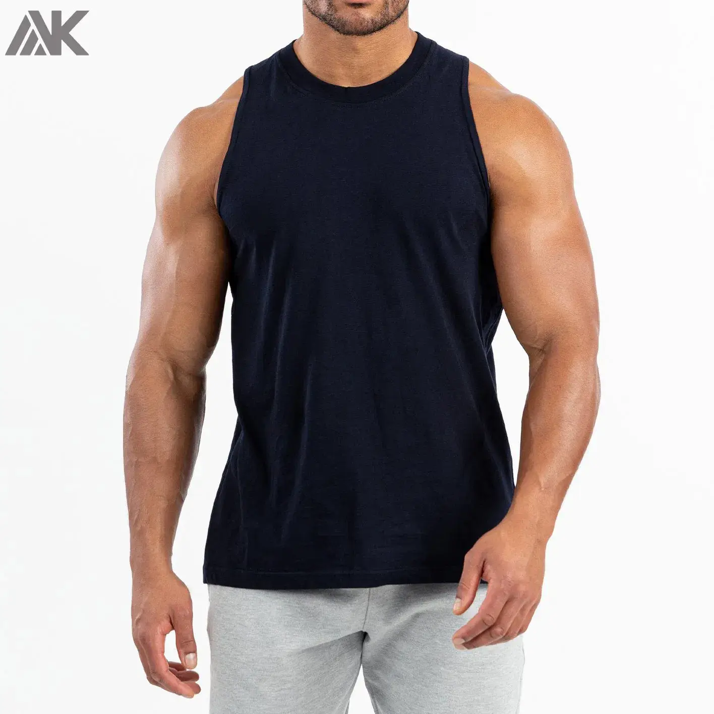 Áo tank cotton đơn giản tùy chỉnh cho nam, phù hợp cho việc tập luyện và nâng cân
