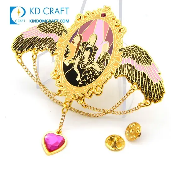 Kim loại đá rhinestone men bóng hoạt hình cô gái màu hồng vàng Hàn Quốc Kpop Idol Black Pink - Ghim áo có dây thiết kế tùy chỉnh độc đáo hình ảnh 1-description