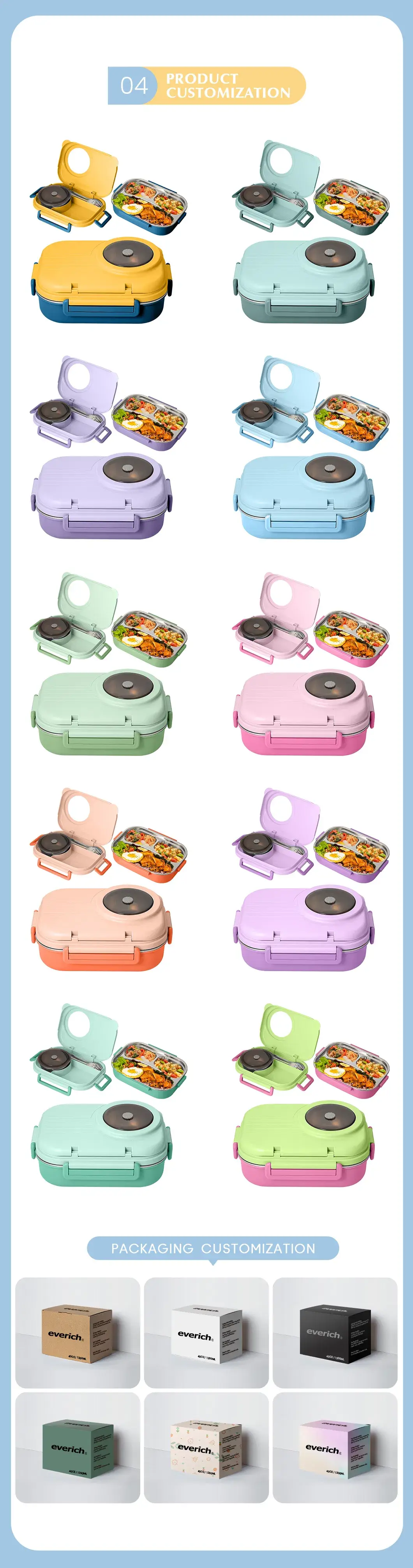 Hộp cơm không gỉ cách nhiệt dành cho trẻ em, bento box với bát súp, đựng bữa ăn không rò rỉ hình ảnh 15-description