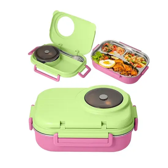 Hộp cơm không gỉ cách nhiệt dành cho trẻ em, bento box với bát súp, đựng bữa ăn không rò rỉ