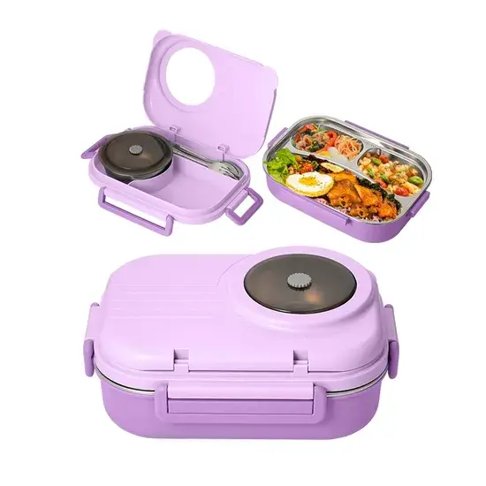 Hộp cơm không gỉ cách nhiệt dành cho trẻ em, bento box với bát súp, đựng bữa ăn không rò rỉ