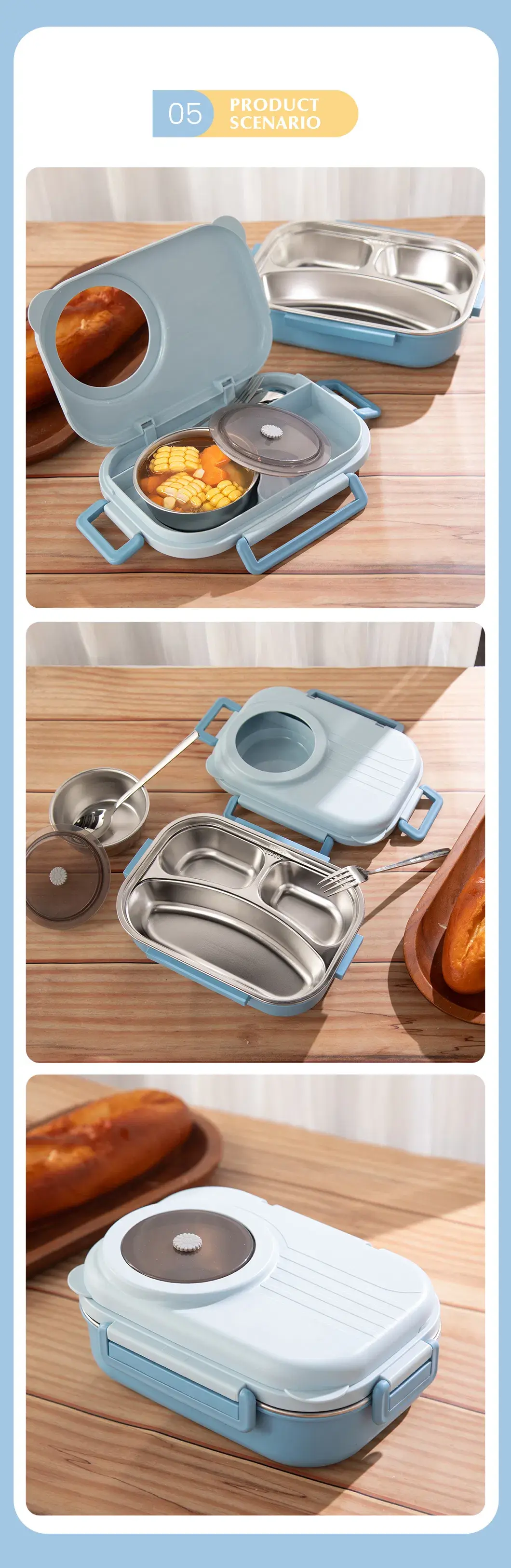 Hộp cơm không gỉ cách nhiệt dành cho trẻ em, bento box với bát súp, đựng bữa ăn không rò rỉ hình ảnh 16-description