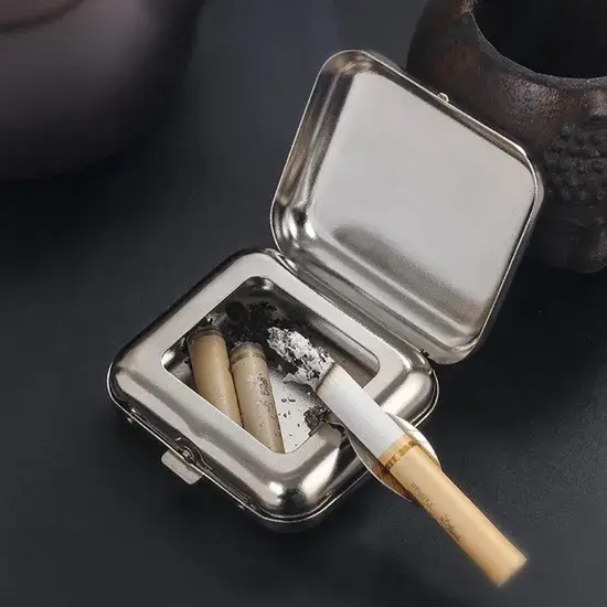 Gạt tàn kim loại nhỏ gọn tùy chỉnh, thuận tiện mang theo, phụ kiện bỏ túi cho ô tô