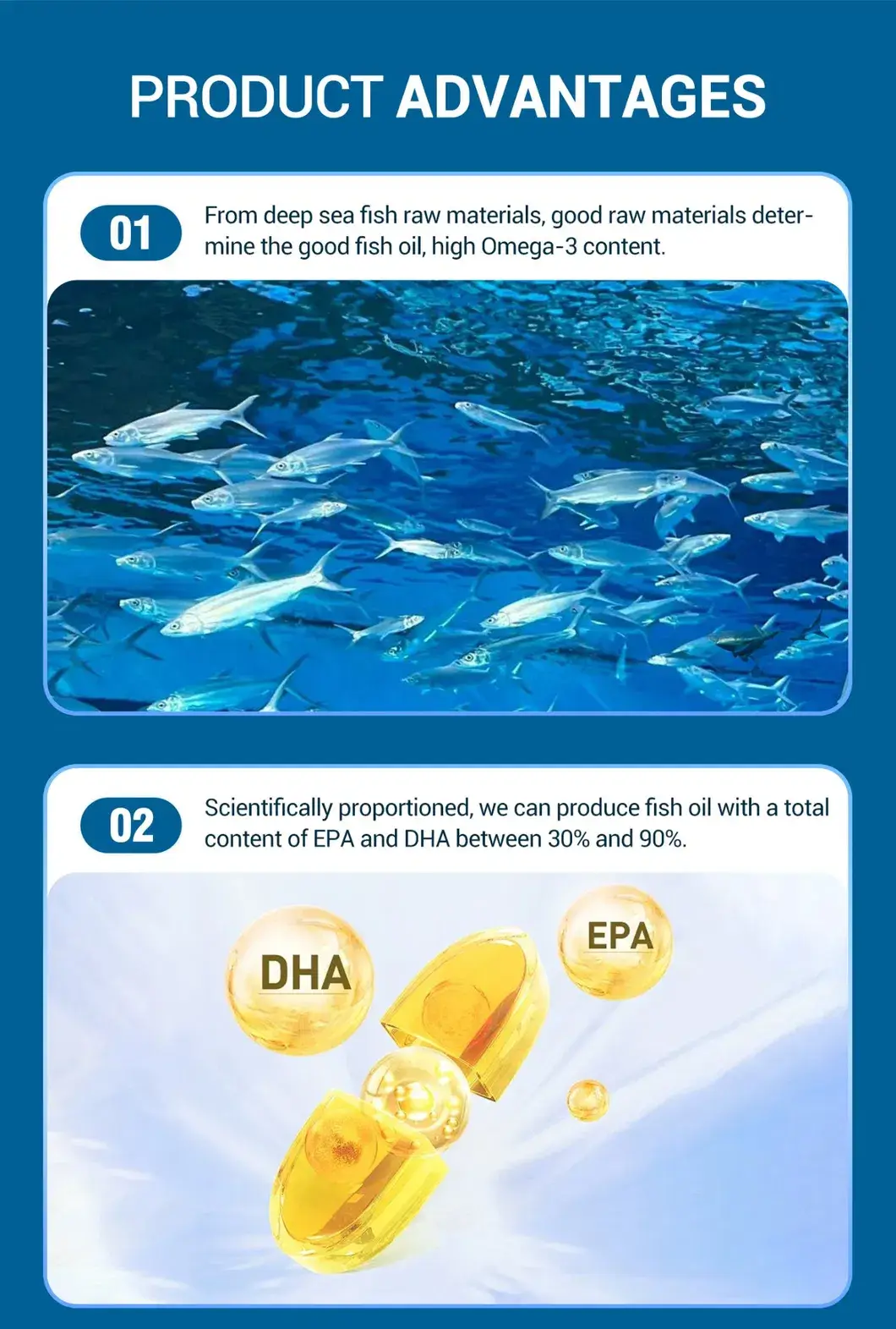 Bổ sung tùy chỉnh viện nang dầu cá mềm Omega 3 DHA EPA giá sỉ đóng gói hình ảnh 14-description