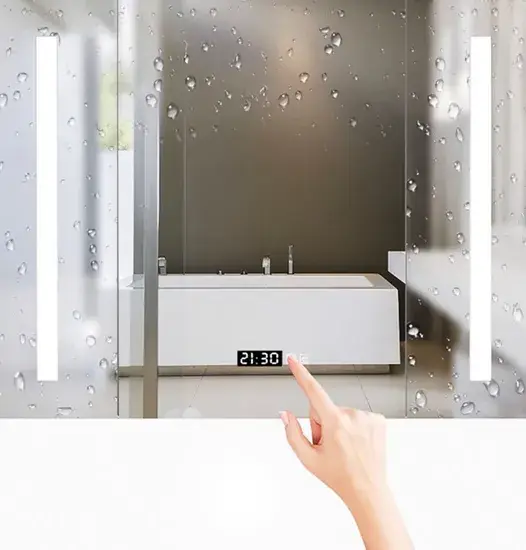 Gương LED thông minh tùy chỉnh trang trí tường cho phòng tắm, chống mờ và hiển thị hình tròn