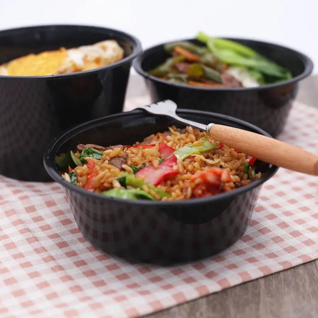 Hộp đựng thực phẩm thân thiện môi trường, có ngăn tùy chỉnh, dùng để đóng gói và mang đi, hình dạng tròn tiện lợi hình ảnh 13-description