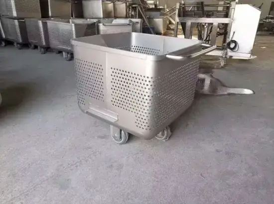 Xe đẩy thức phẩm di động 304 tùy chỉnh, không gỉ, dung tích 200L cho nhà máy xuất khẩu và bán buôn công nghiệp thực phẩm