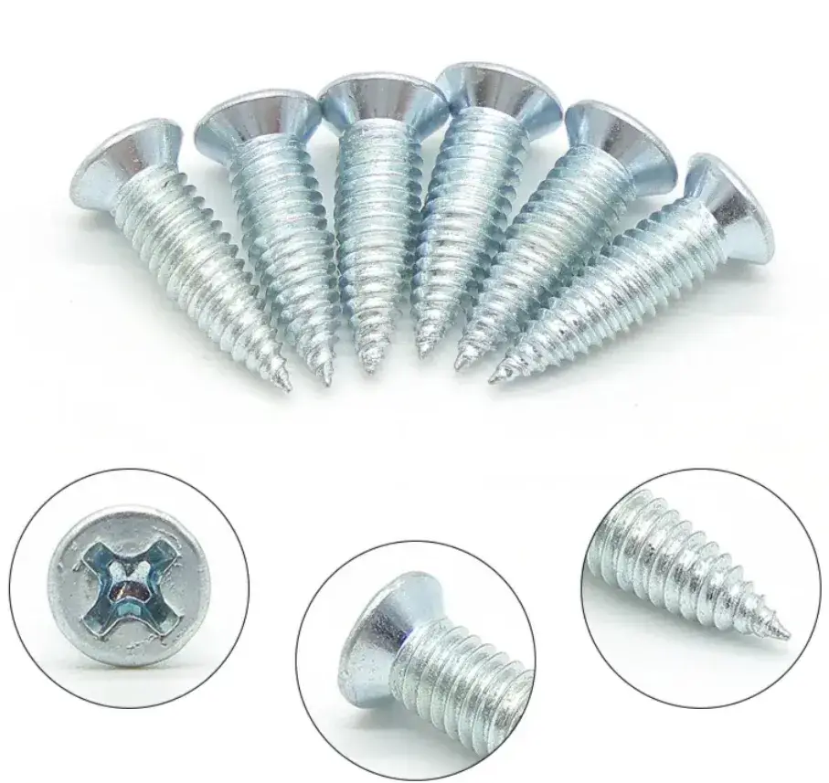 Vít tự khoan đầu phẳng màu xanh trắng - Sản phẩm tùy chỉnh chất lượng cao