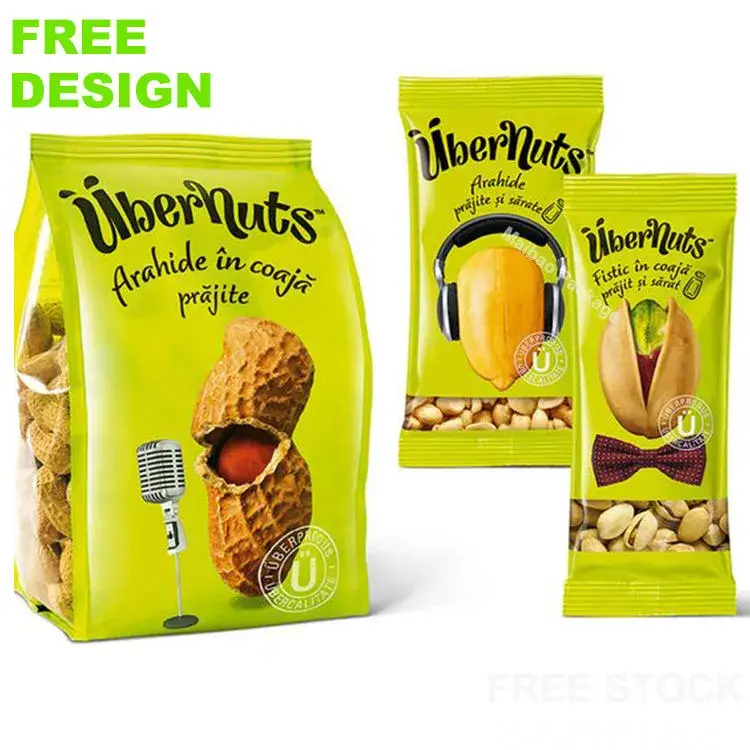 Bao bì túi đựng đồ ăn vặt bằng nhựa phân hủy sinh học in tùy chỉnh thân thiện với môi trường và túi đựng hạt từ nhôm