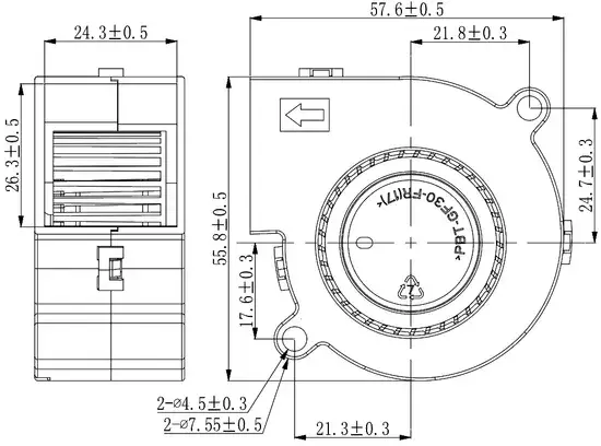 Quạt thổi DC 60X60X28mm 12V 24V - Sản phẩm Quạt công suất cao có bạc đạn