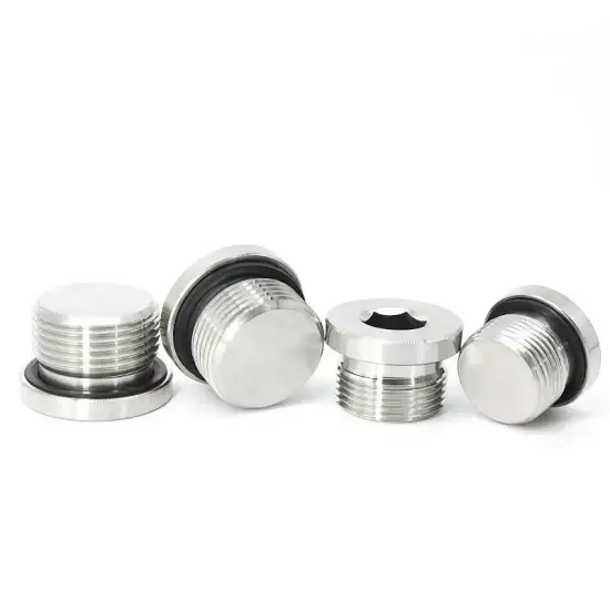 DIN 908 Ren cái nam kích thước mét M12 M14 M16 M18 M20 M22*1.5 Nút hình lục giác bằng thép không gỉ đi kèm O-Ring hình ảnh 1-description
